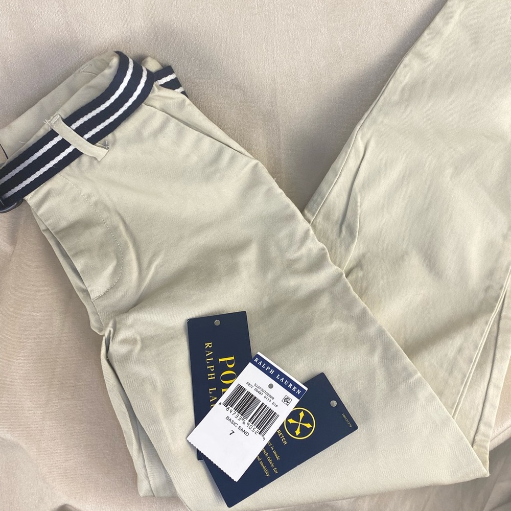 NWT Ralph Lauren Stretch Khaki Pants w/Belt Size 7